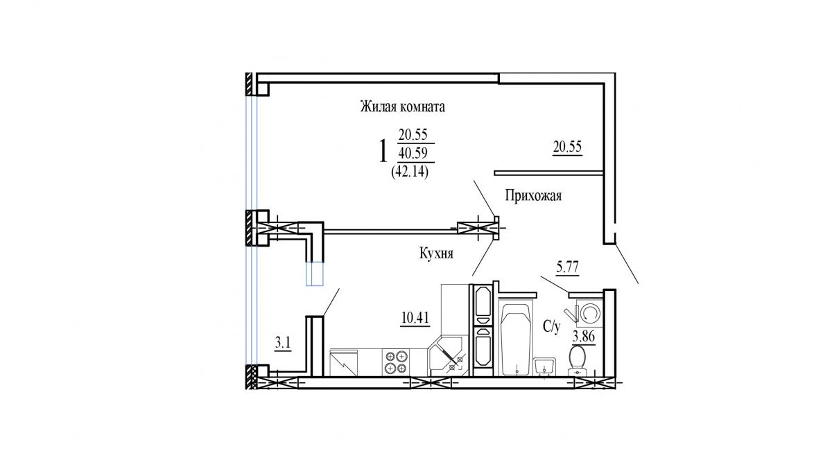 Планировка 1-комн.