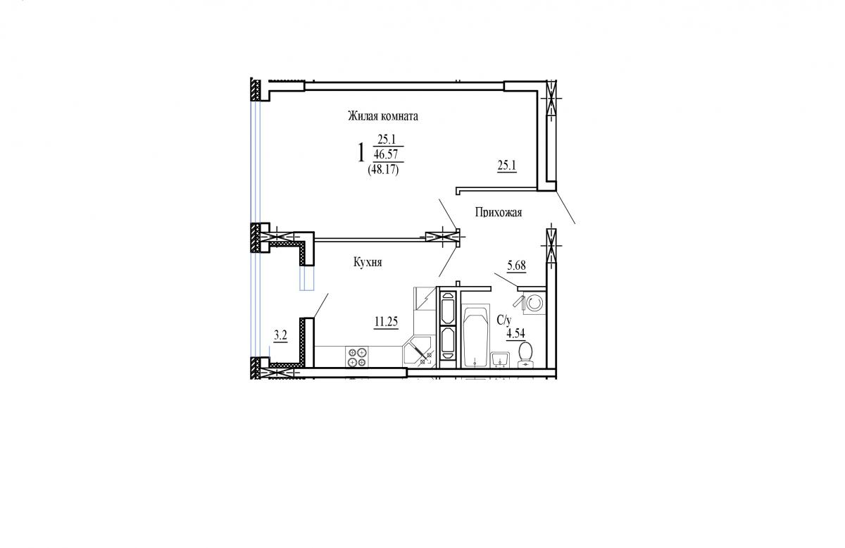 Планировка 1-комн.