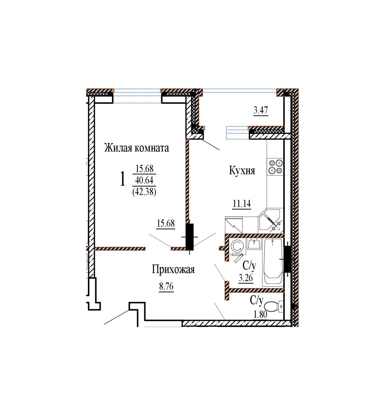 Планировка 1-комн.