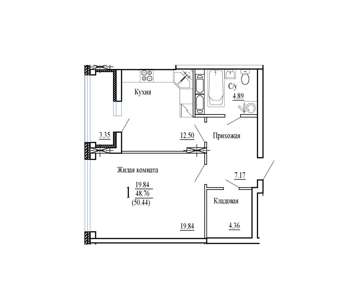 Планировка 1-комн.
