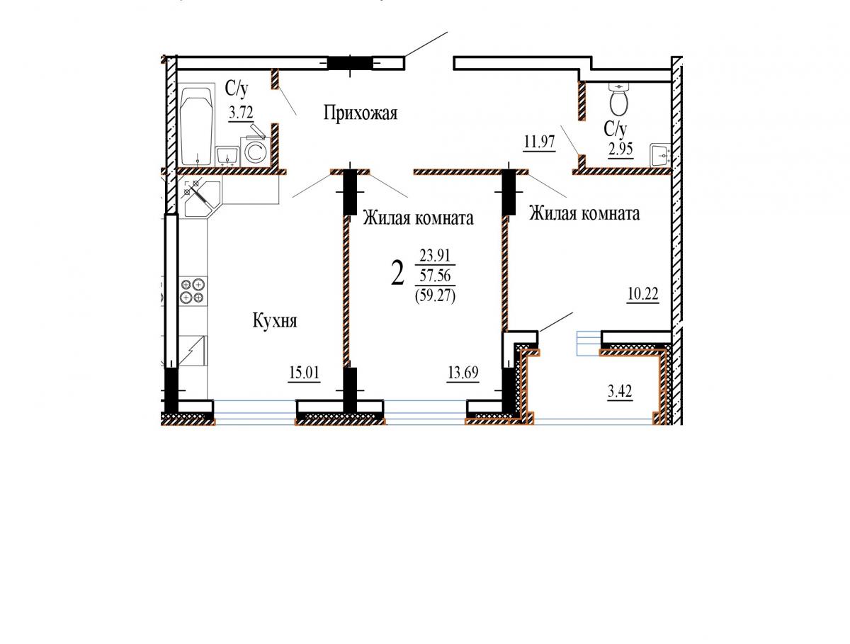 Планировка 2-комн.