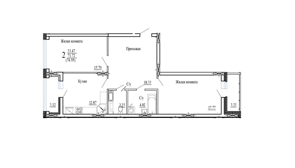 Планировка 2-комн.